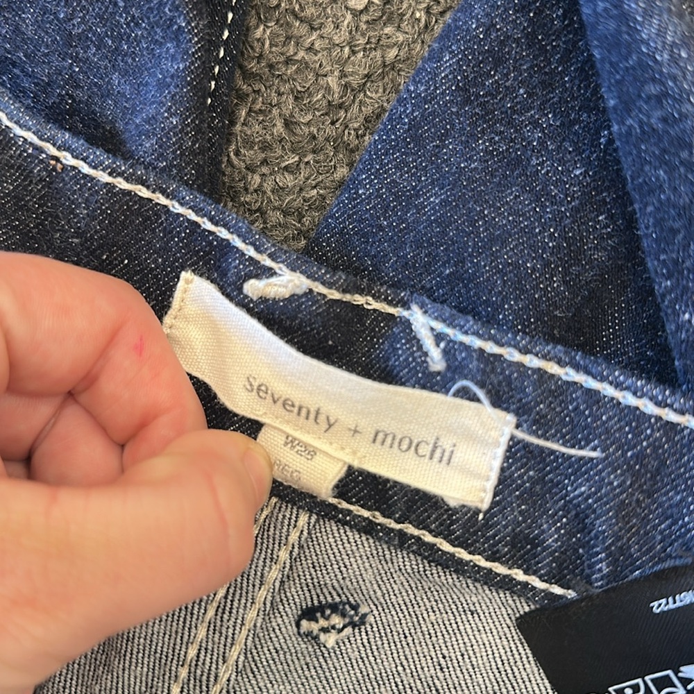 Seventy + Mochi Dark Wash High Rise Contrast Stitch Queenie Jeans Nightfall 25 - Picture 9 of 12